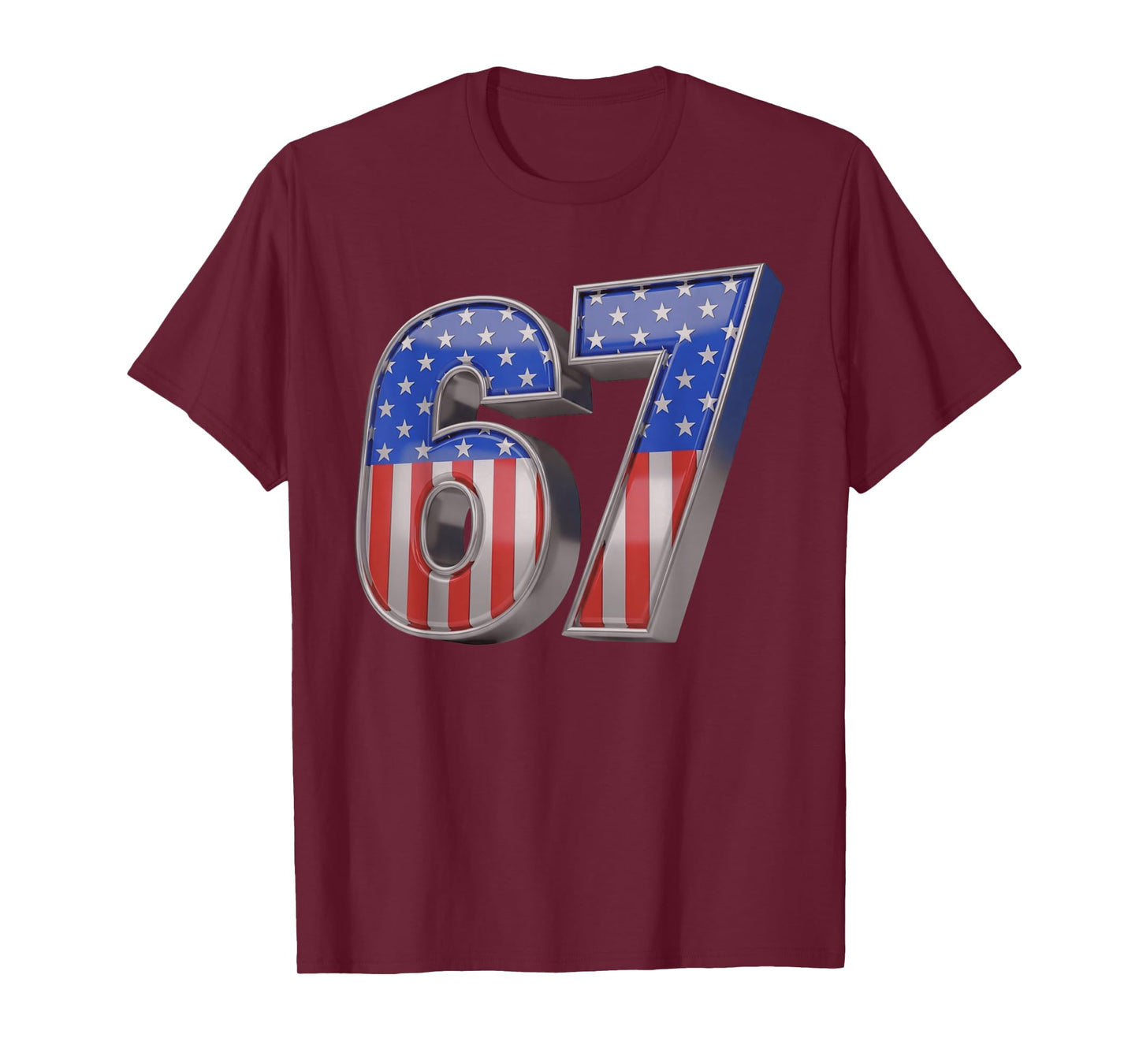 USA Flag 67 Meme Six Seven Slang 67th Birthday Adult Kid T-Shirt