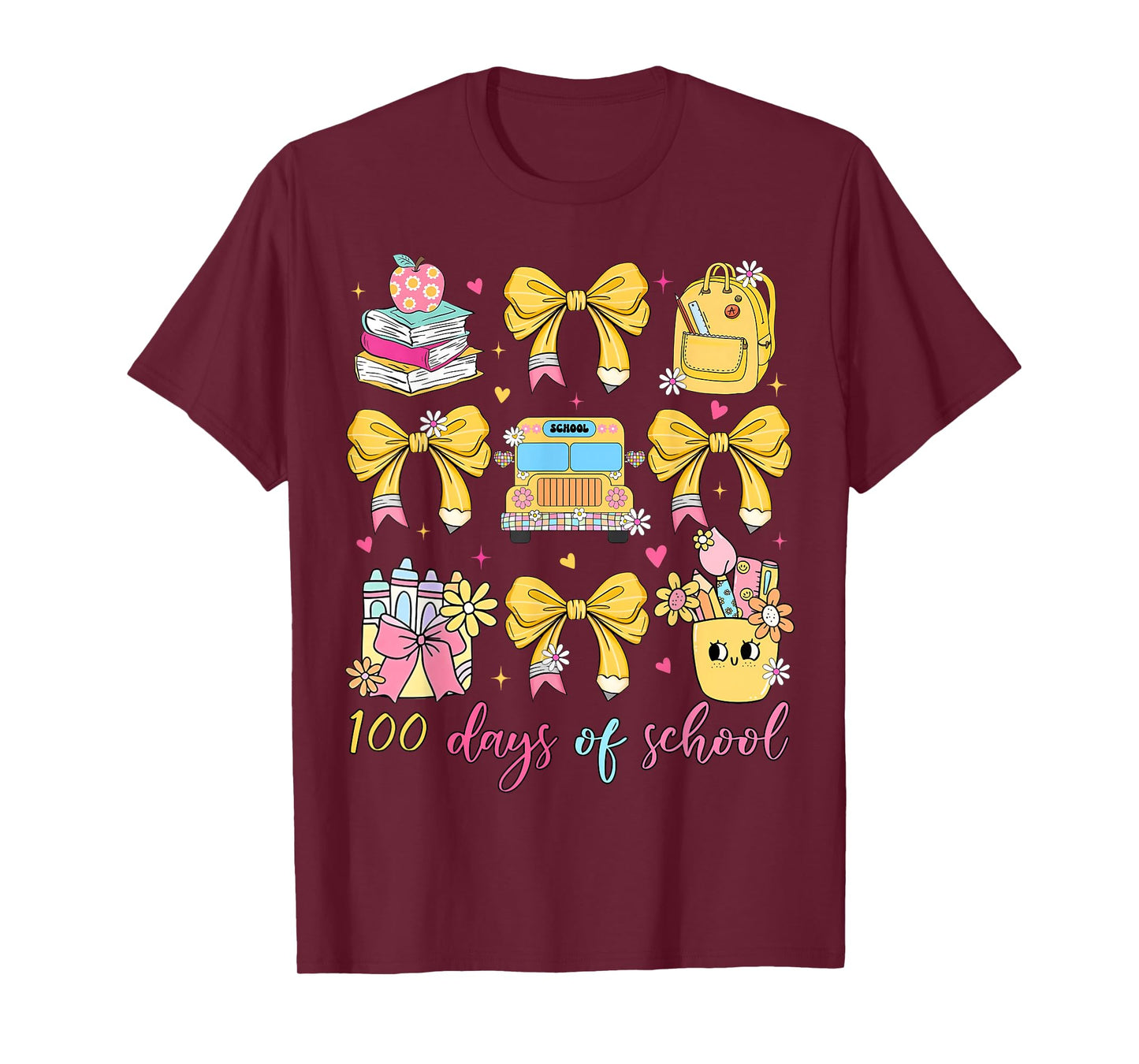 Coquette Bow 100th Day of School 100 Days Teacher Girls T-Shirt
