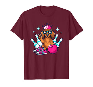Dog Bowling Dachshund King, Funny Bowling Dog Design T-Shirt