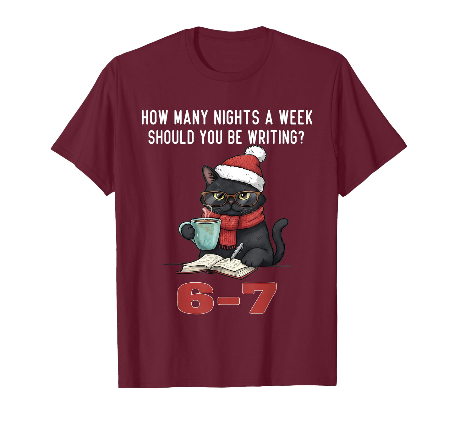 Funny 67 Meme Writing Lover Cat Teacher Christmas T-Shirt
