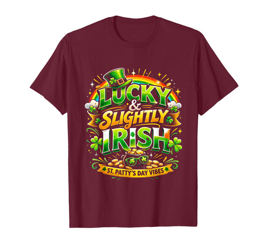 Lucky & Slightly Irish – Cute Rainbow St. Patrick’s Day T-Shirt