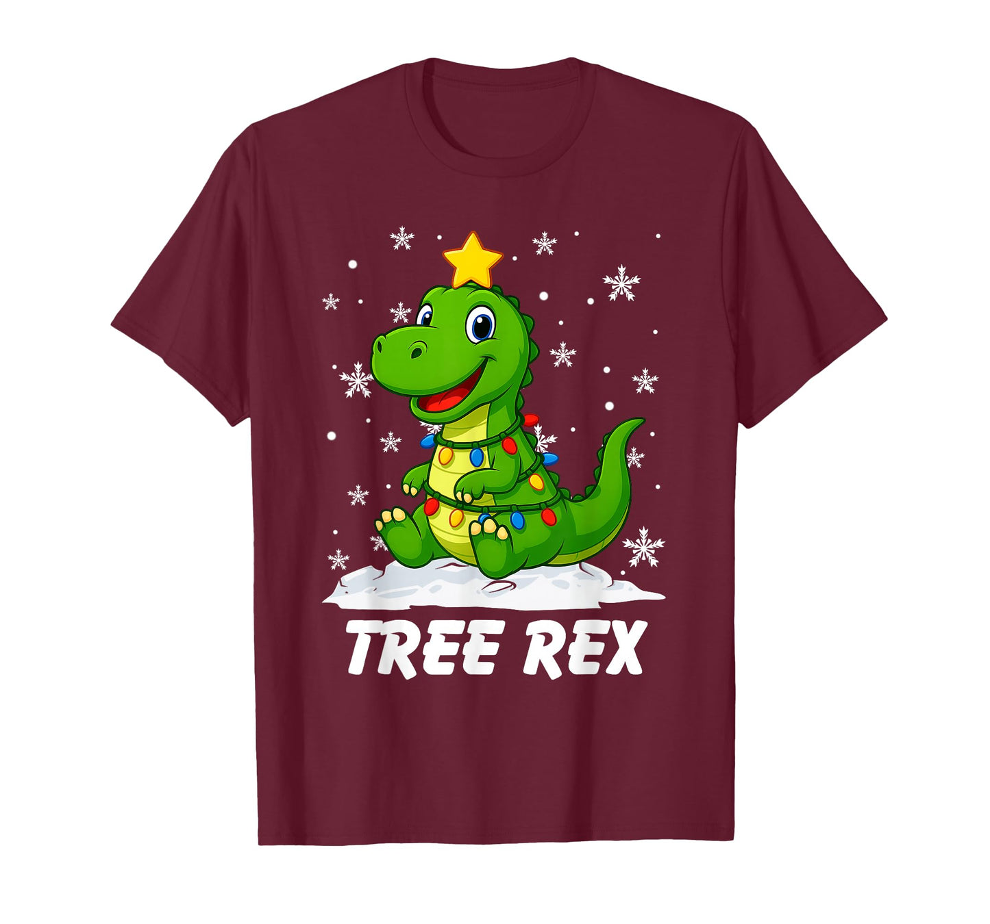 Tree Rex Dinosaur T Rex Christmas Tree Lights Xmas Boys Kids T-Shirt