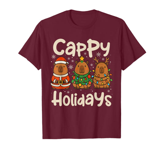 Cappy Holidays Capybara Christmas Pajama Rodent Animal T-Shirt
