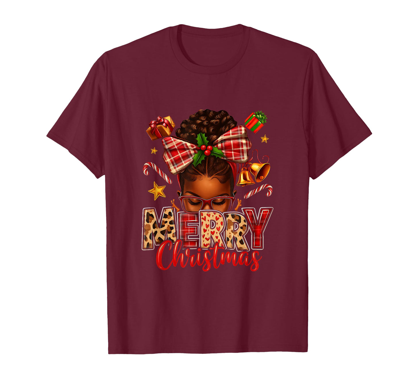 American Melanin Afro Sleigh Queen Christmas African T-Shirt