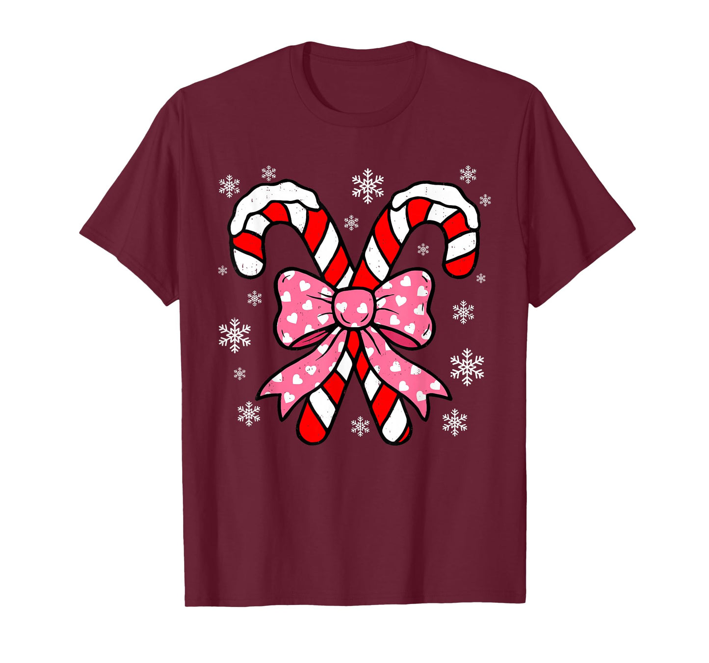 Candy Cane Christmas Season Retro Coquette Bow Xmas Holiday T-Shirt