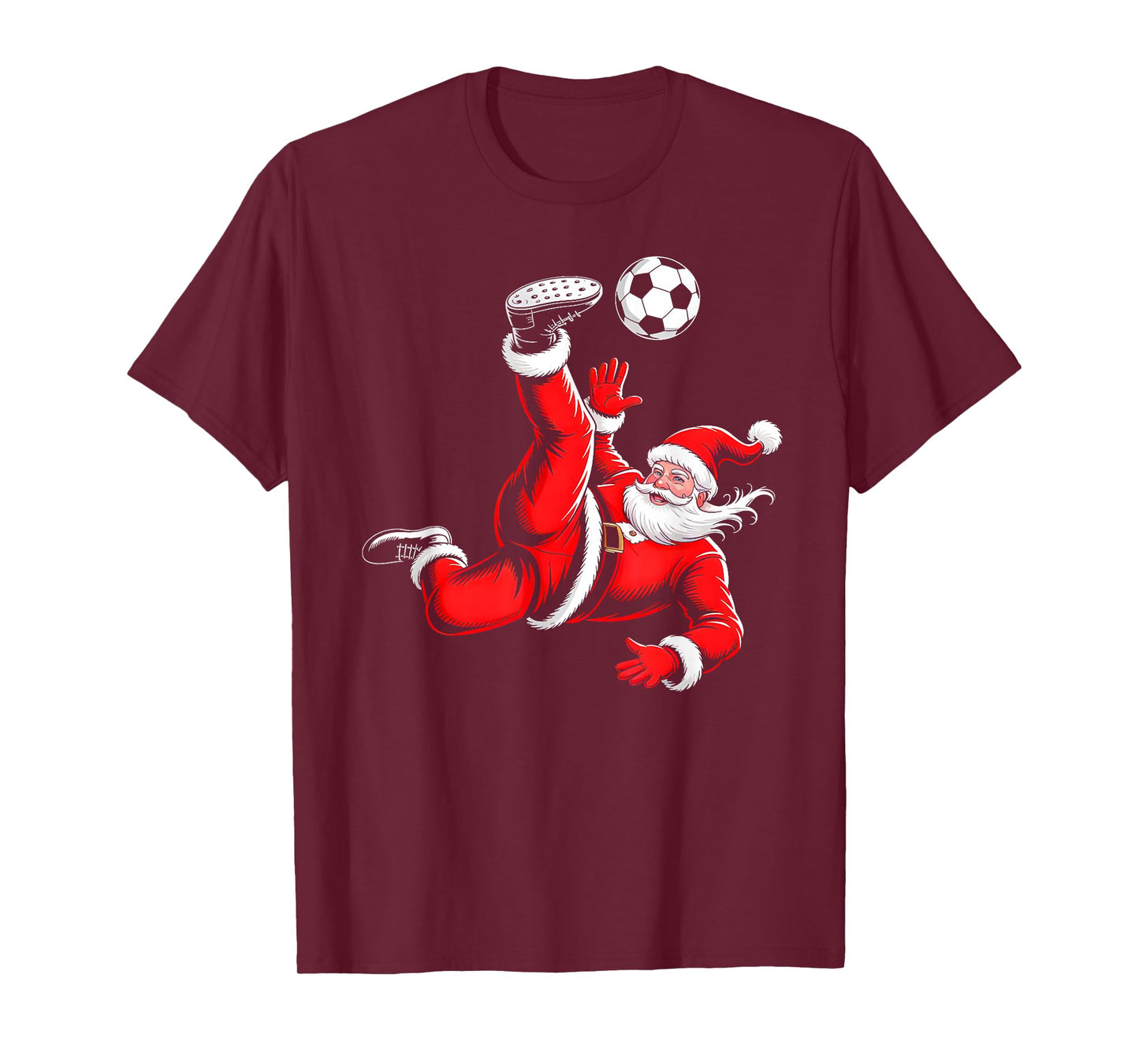 Santa Playing Soccer Ball Sports Christmas Soccer Player T-Shirt