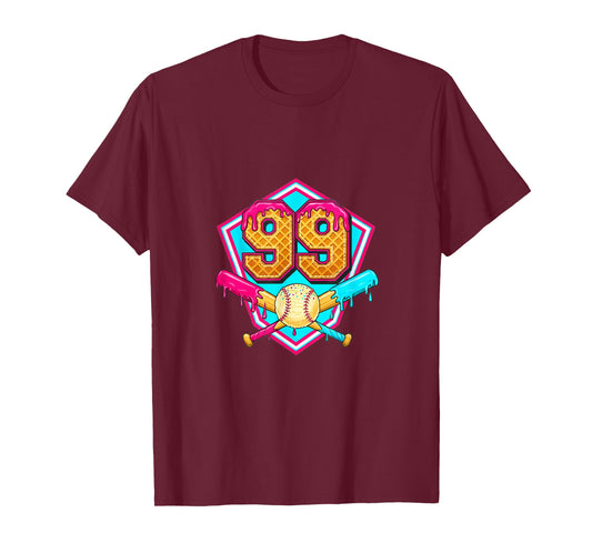 Baseball Drip Jersey Number 99 for Players & 99th Birthday T-Shirt