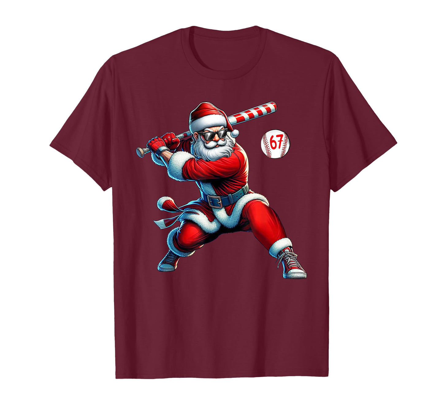Santa Baseball Six Seven 6 7 Meme Christmas Men Boys Player T-Shirt
