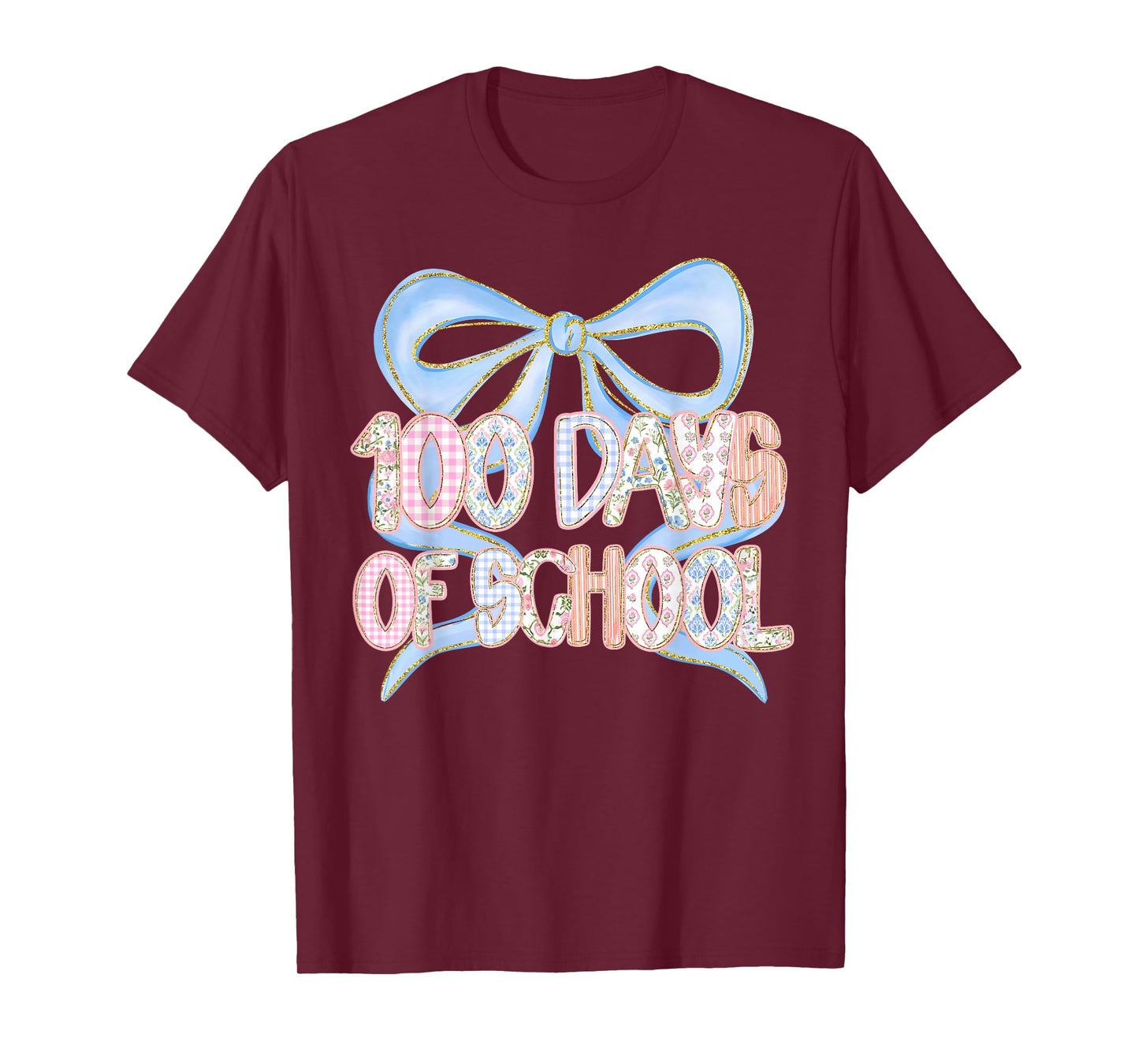 Happy 100 Days of School Student Teacher Coquette Bow Retro T-Shirt