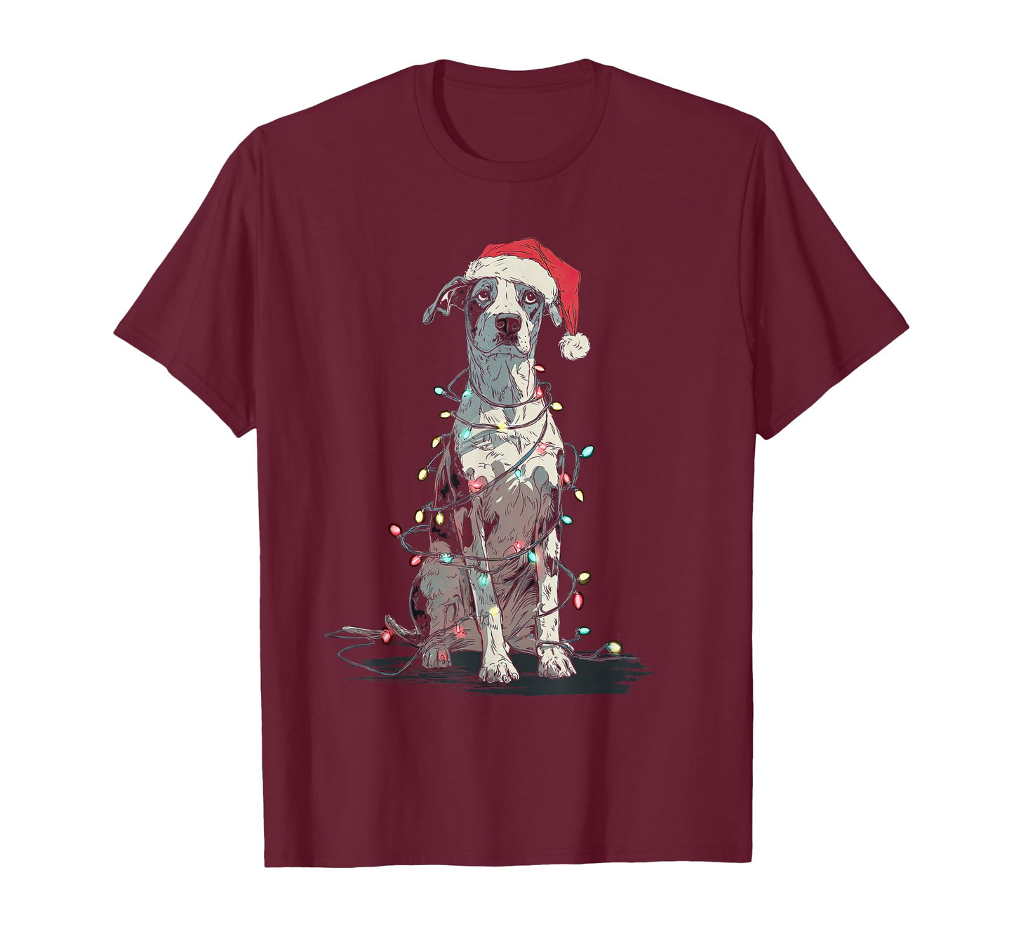Funny Catahoula Leopard Dog Christmas Graphics Lights Lover T-Shirt