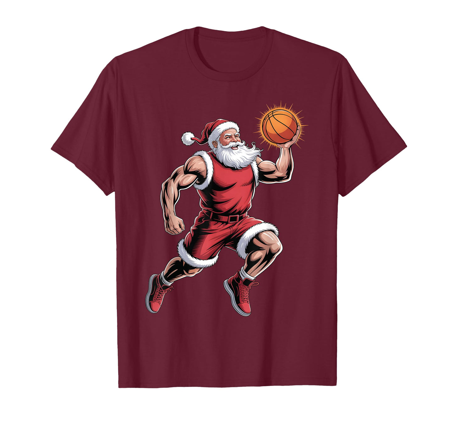 Funny Santa Claus Playing Basketball Christmas Men Boys Kids T-Shirt