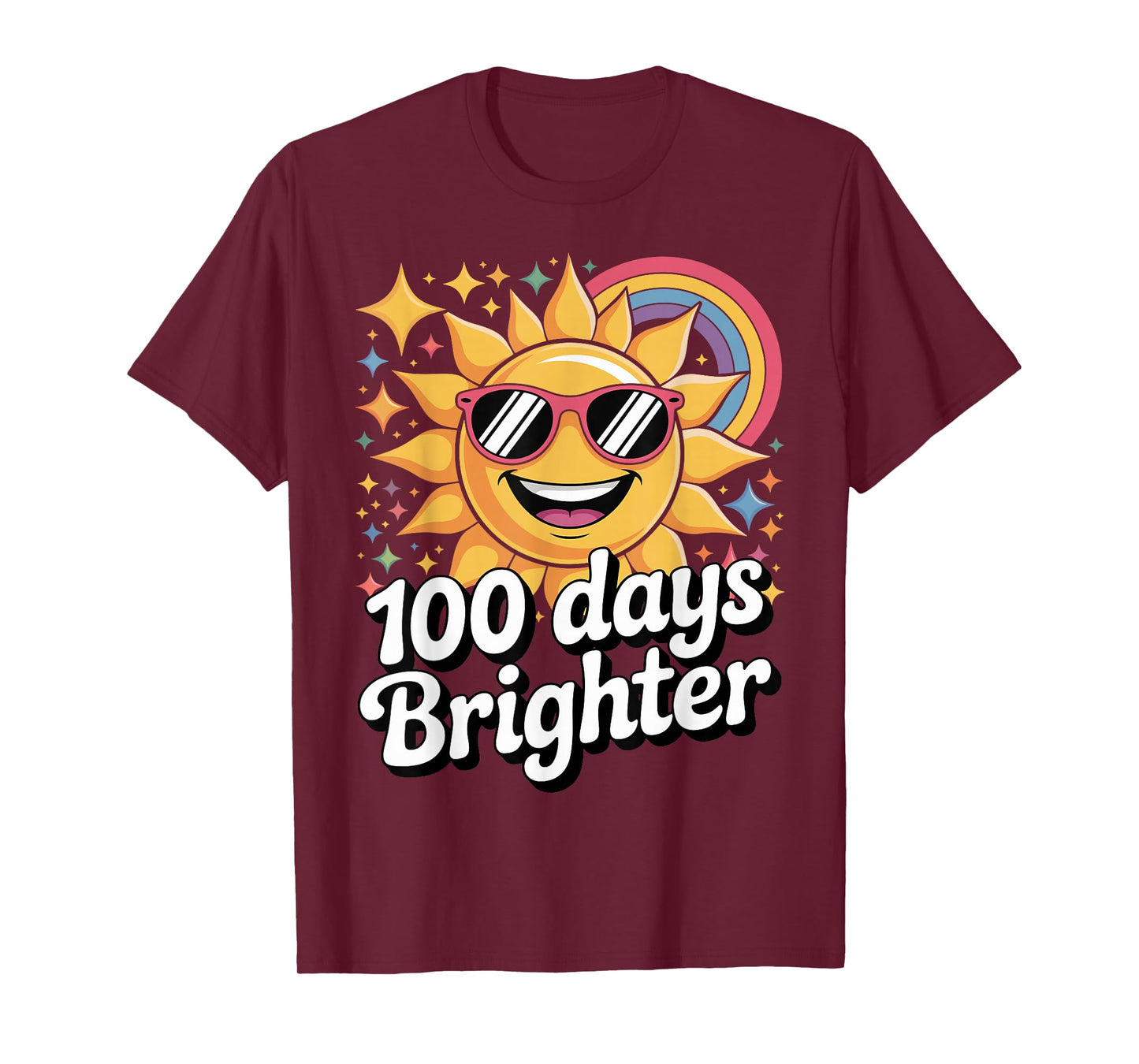 100 Days Brighter Cute Rainbow Sunshine School Design T-Shirt