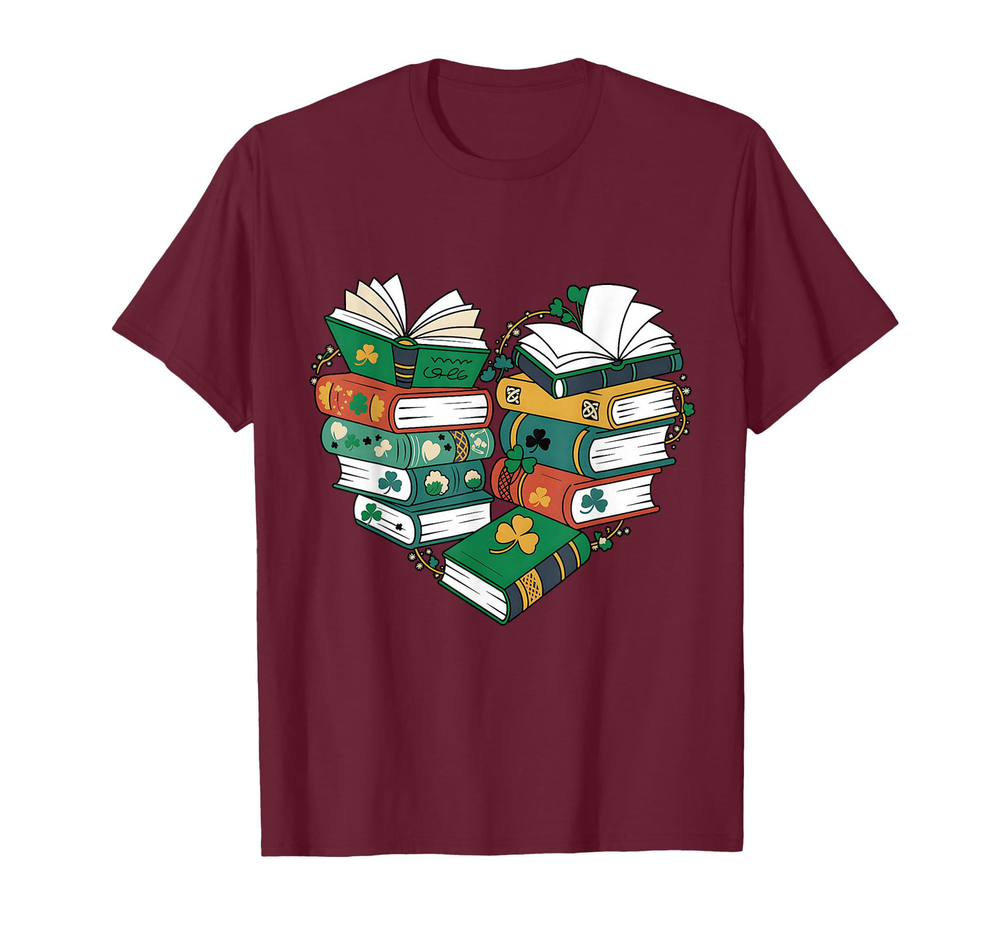 Book Lover Heart Shape Reading Librarian St Patrick Day T-Shirt