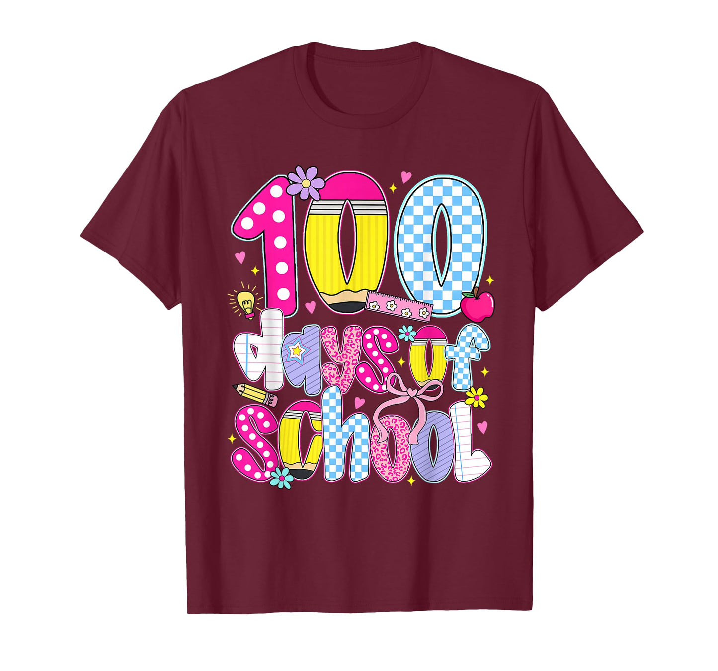 100 Days of School Groovy Retro Teacher Student Kids Funny T-Shirt