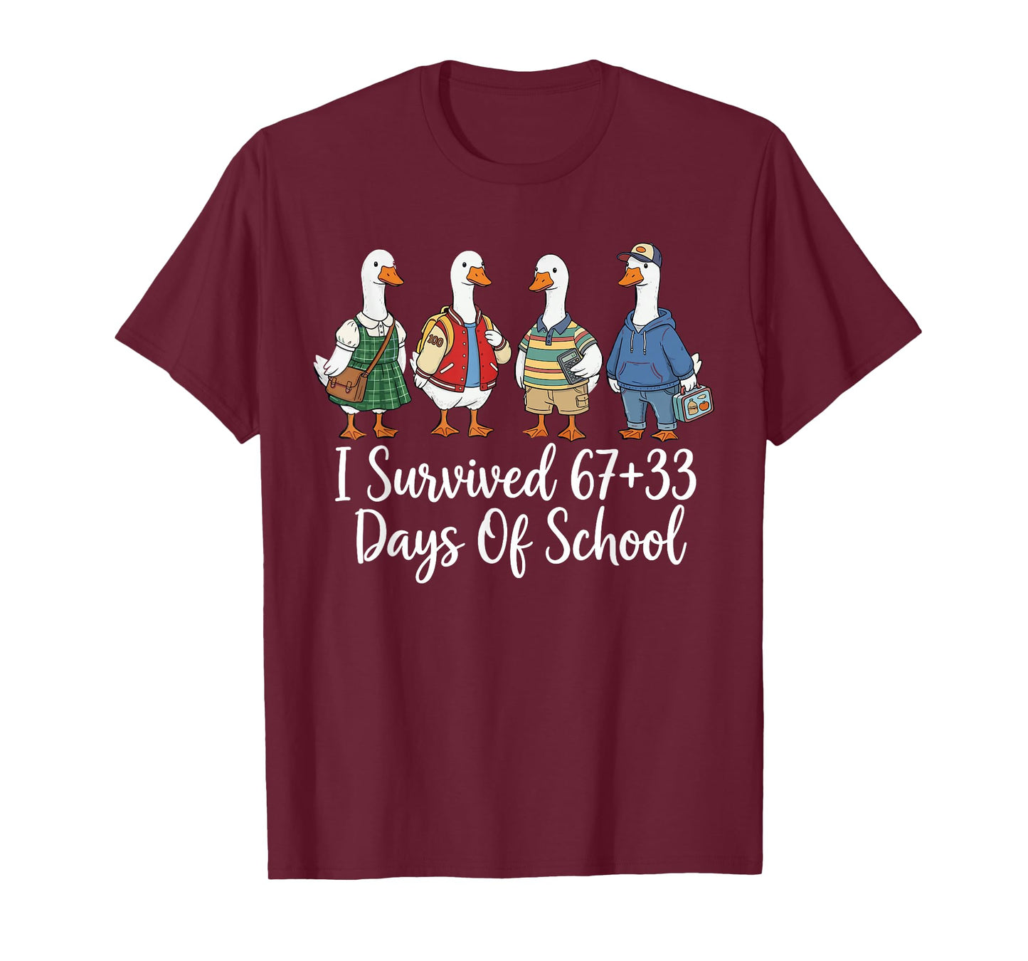 I Survived 67+33 Funny 100th Days of School Teachers T-Shirt