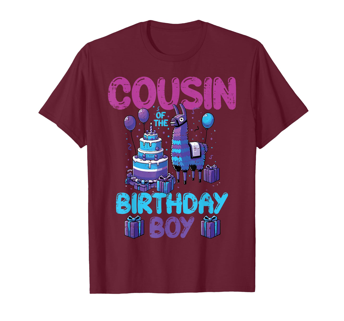 Cousin Birthday Boy Llama Pinata Bday Party Boys Girls Kid T-Shirt