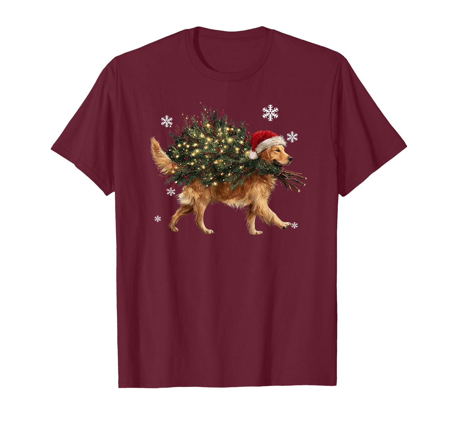 Funny Golden Retriever Dog Christmas Tree Pet Lover Xmas T-Shirt