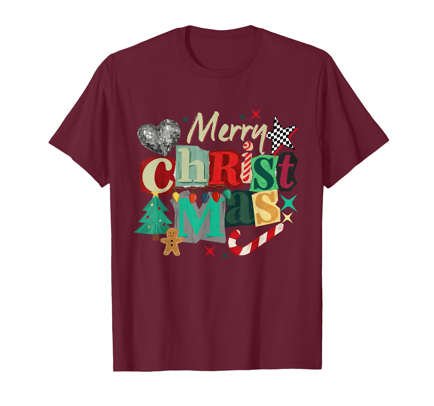 Merry Christmas Tree Gingerbread Man Candy Cane Xmas Holiday T-Shirt