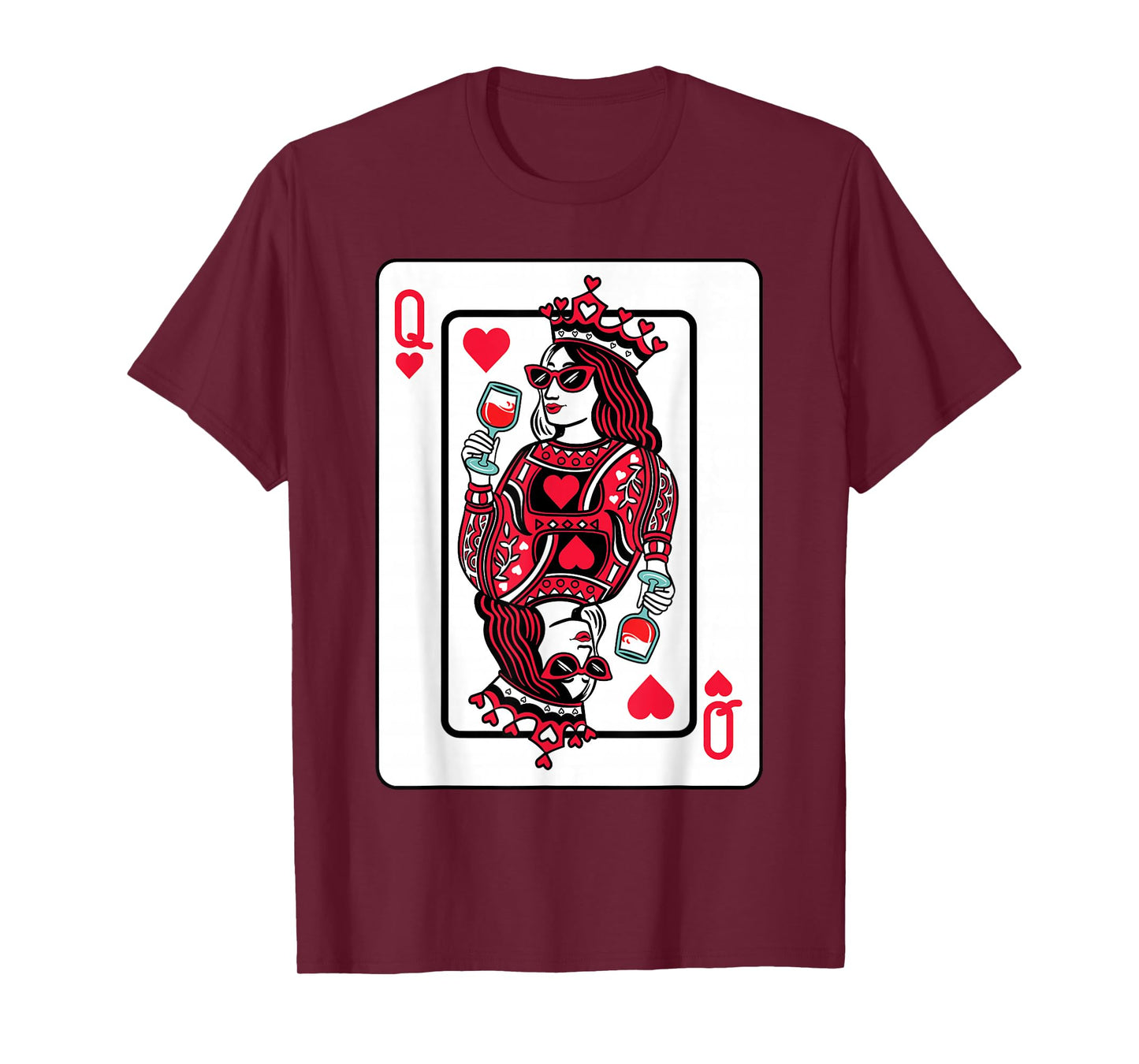 Queen of Hearts Wine Lover Valentine Funny Playing Cards T-Shirt