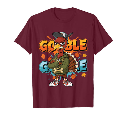 Thanksgiving Shirt for Boys Kids Youth Hip Hop Turkey T-Shirt