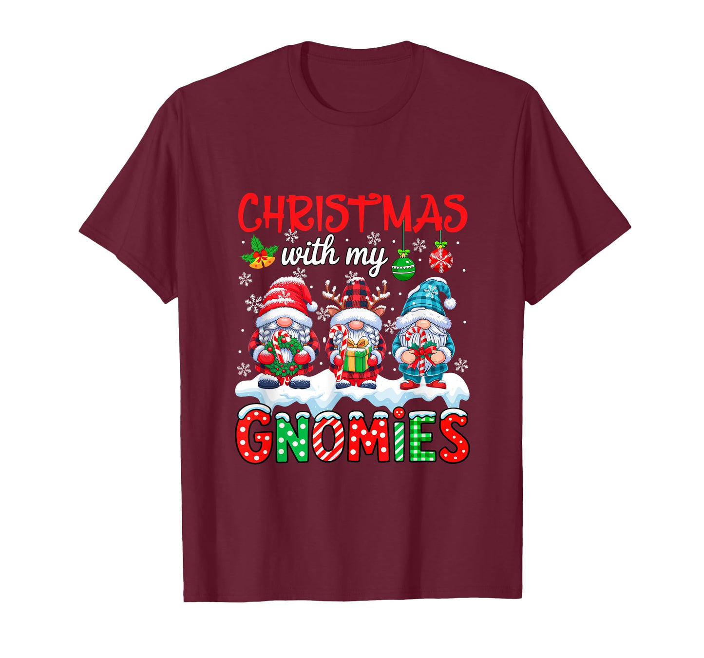 Christmas with My Gnomies Three Gnomes Candy Canes Xmas Box T-Shirt