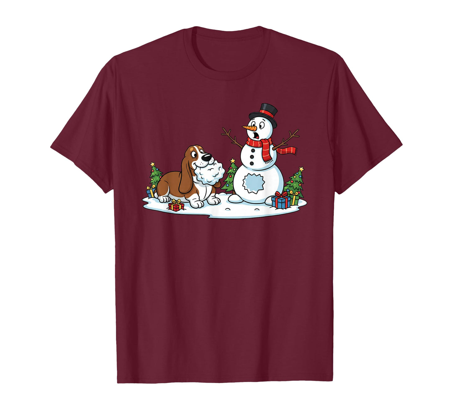 Basset Hound Snowman Christmas Tree Xmas Womens Mens Kids T-Shirt