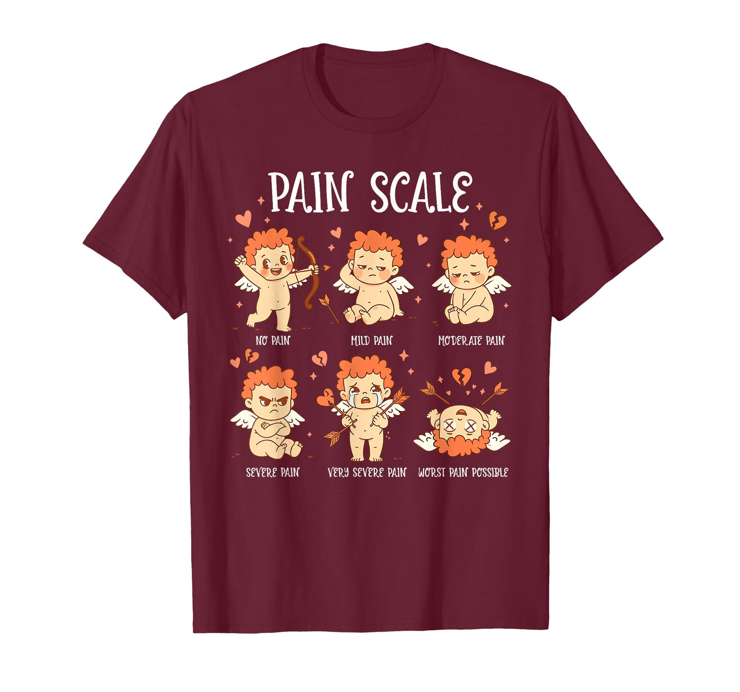 Cupid Nurse Pain Scale Valentine Day Triage Pain Assessment T-Shirt