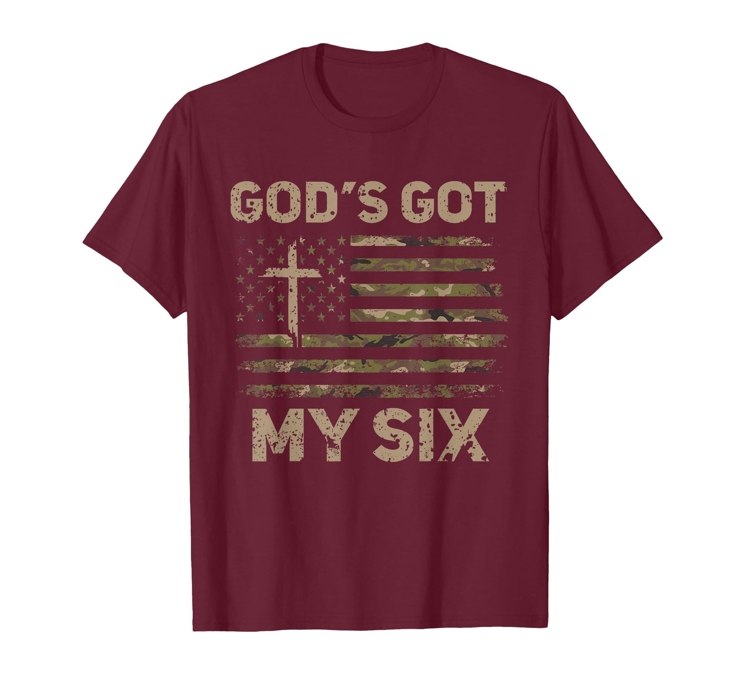 God's Got My Six Christian Military Veteran Dad Vet Men T-Shirt