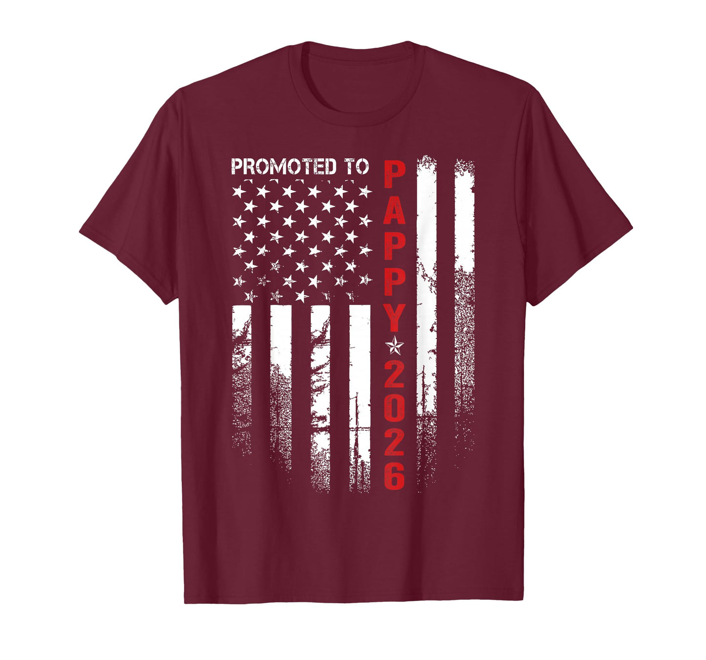 Patriotic Mens Promoted to Pappy Est 2026 First Time Dad T-Shirt