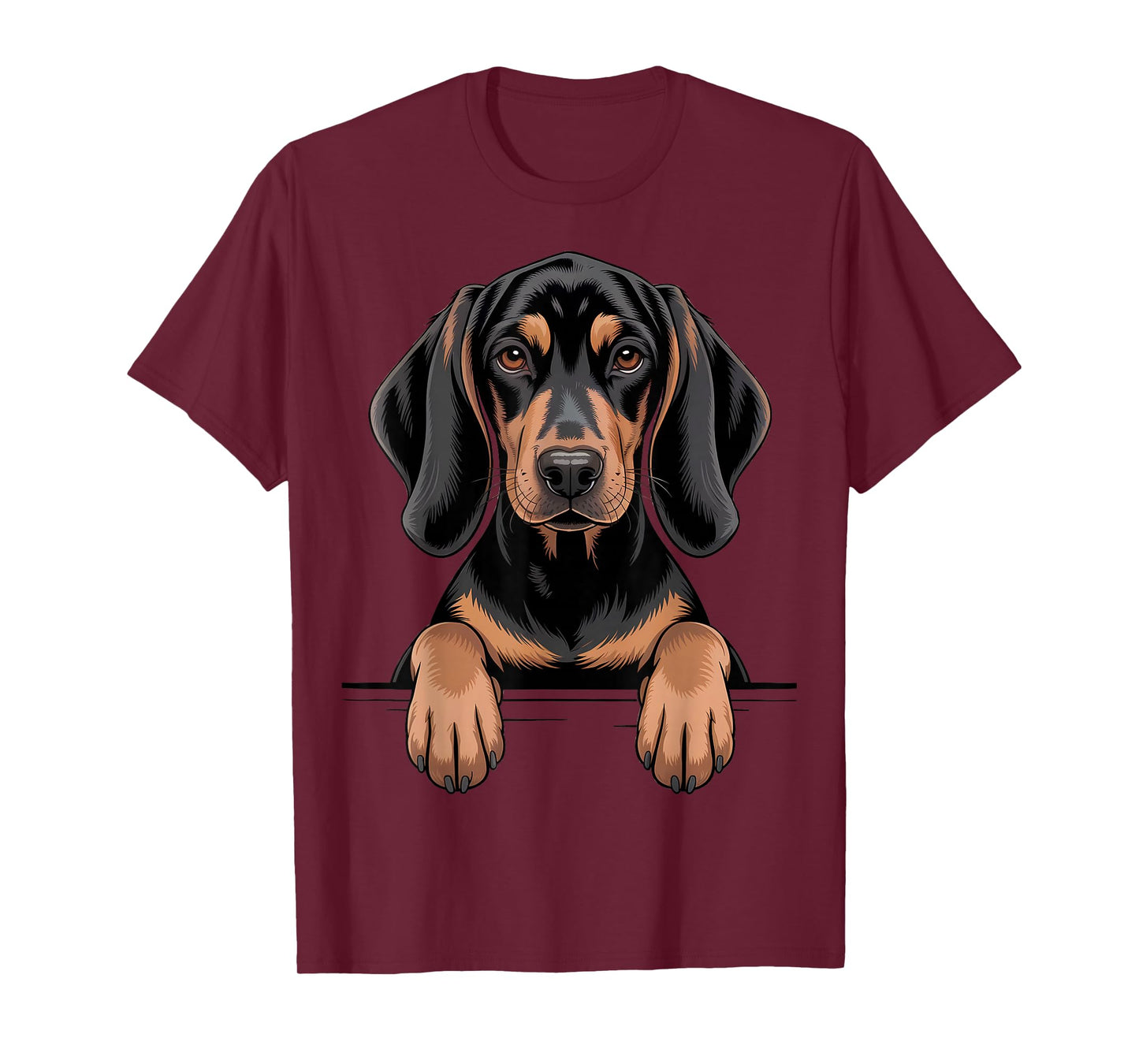 Black and Tan Coonhound Funny Peeking Pocket Puppy Dog Lover T-Shirt