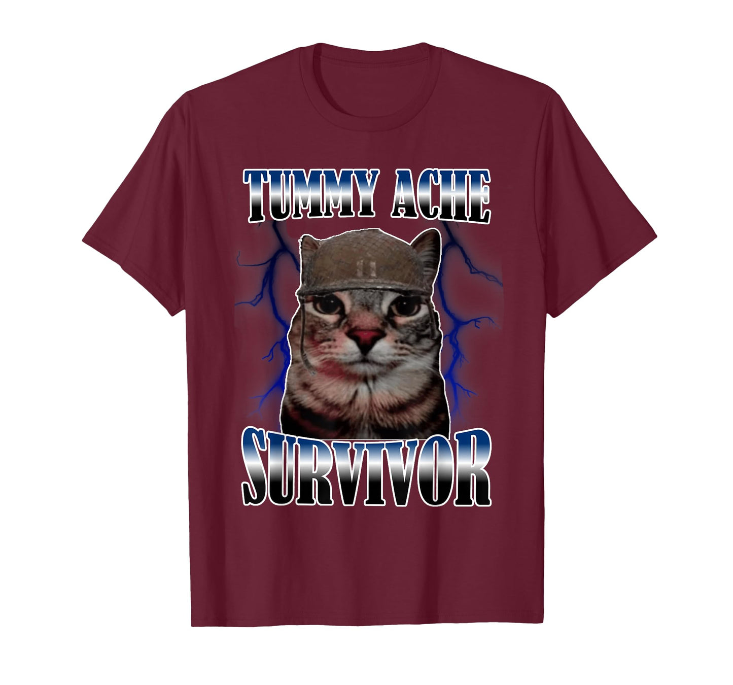 Funny Saying Cats Tummy Ache Survivor Cat Meme T-Shirt
