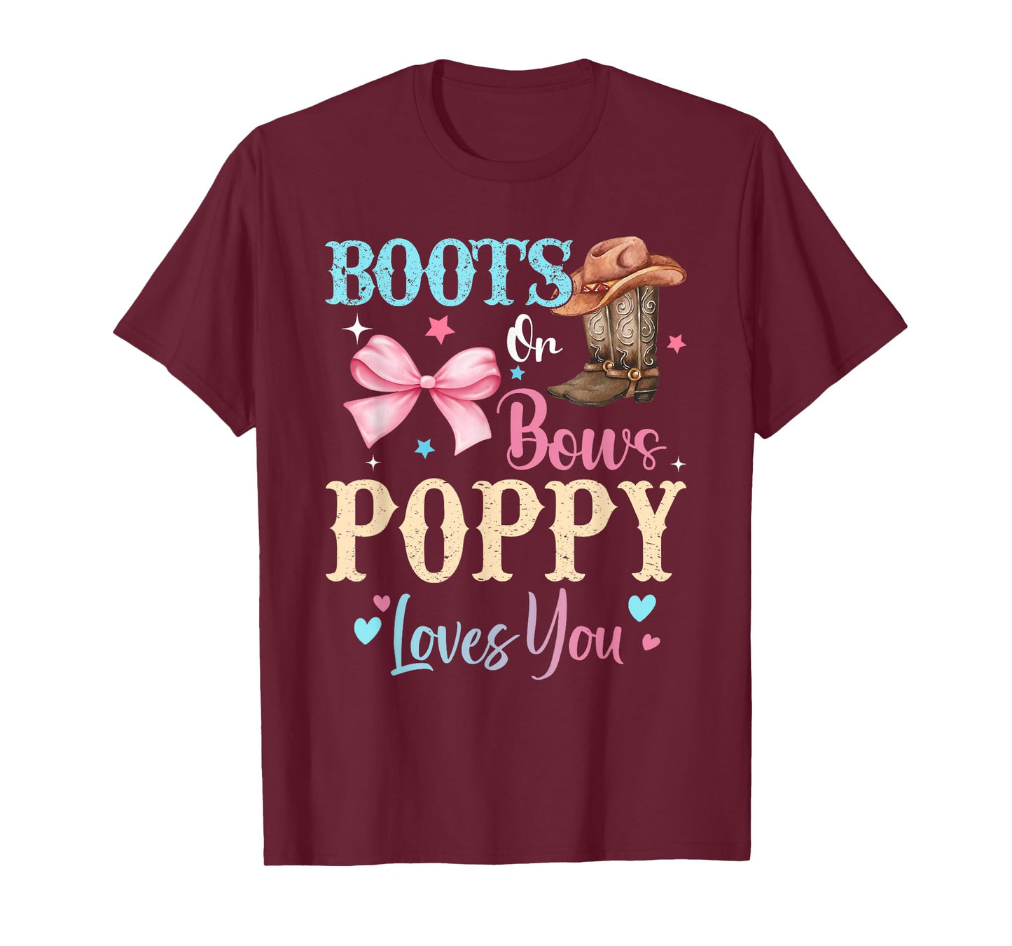 Boots or Bows Poppy Loves You Gender Reveal Family T-Shirt