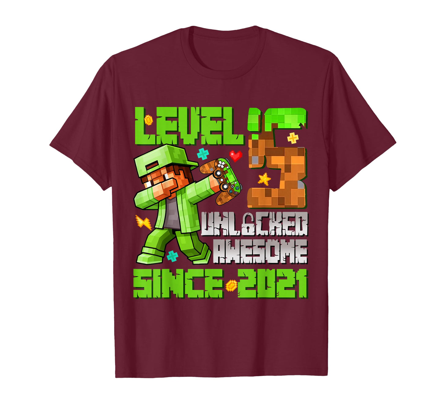 Level 5 Unlocked Awesome Since 2021 5th Birthday Game Boys T-Shirt