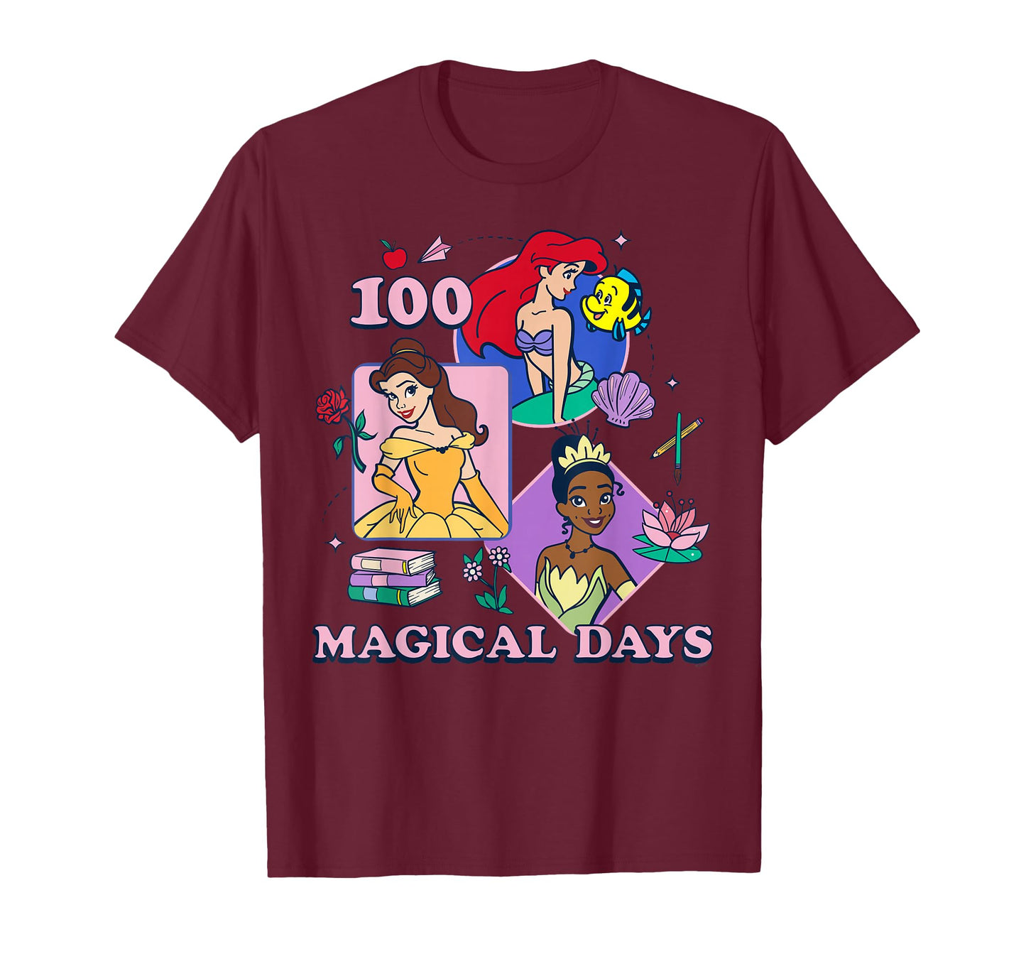 Disney Princess 100 Magical Days of School 100th Day T-Shirt
