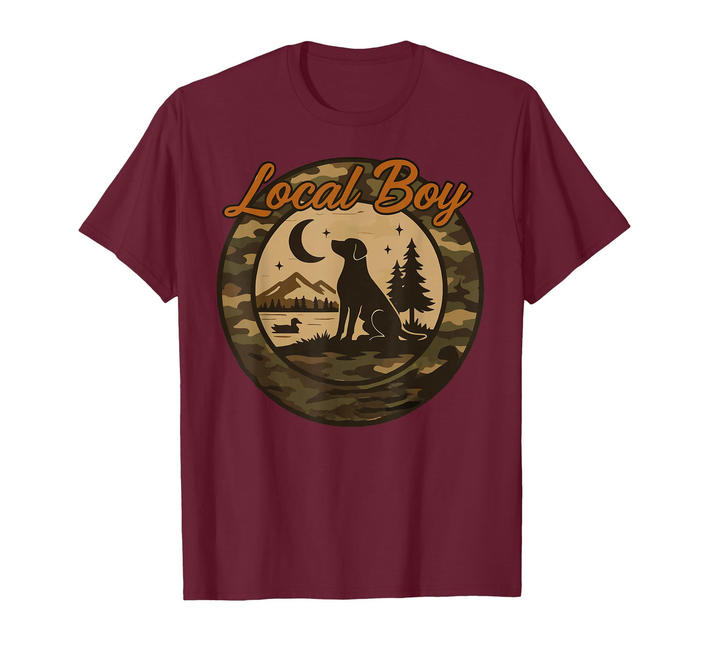 Black Lab Dog Local Southern Boy Camo Duck Hunting Youth Men T-Shirt
