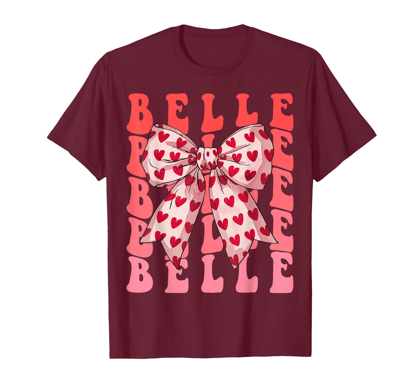 Coquette Bow Belle Name Aesthetic Women Mothers Day Design T-Shirt