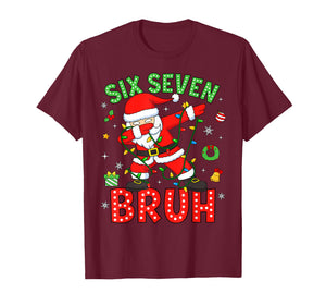 Six Seven 67 Gen Z Alpha Meme Bruh Christmas Dabbing Santa T-Shirt