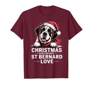 Cute Xmas Puppy Christmas is Better with Saint Bernard Love T-Shirt