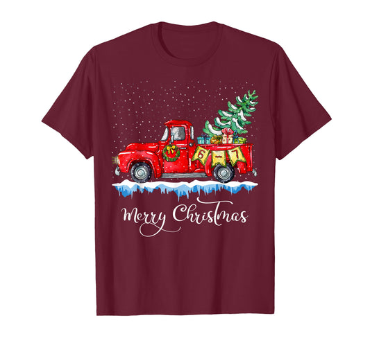Fun 67 Meme with a Vintage Red Truck Merry Christmas 6 7 T-Shirt