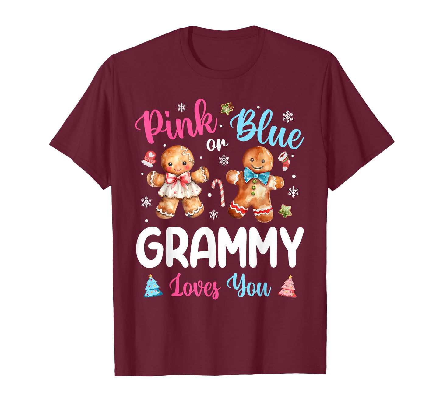 Pink or Blue Grammy Loves You Gender Reveal Christmas T-Shirt