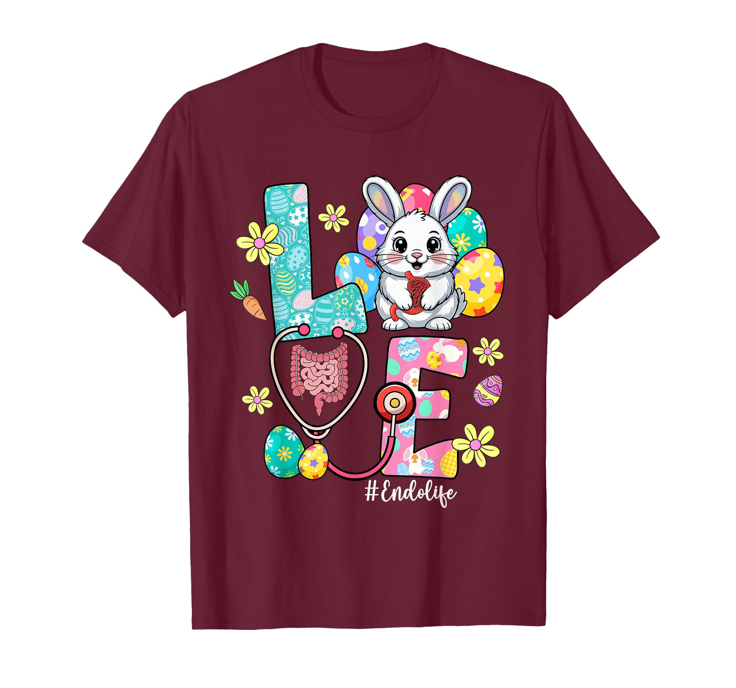 Love Endo Life Endo Nurse Bunny Stethoscope Easter T-Shirt