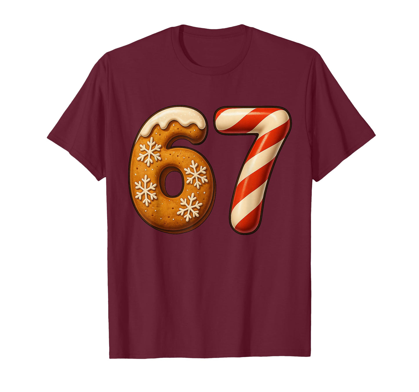 67 Six Seven 6-7 Gingerbread Candy Cane Christmas Kids Meme T-Shirt