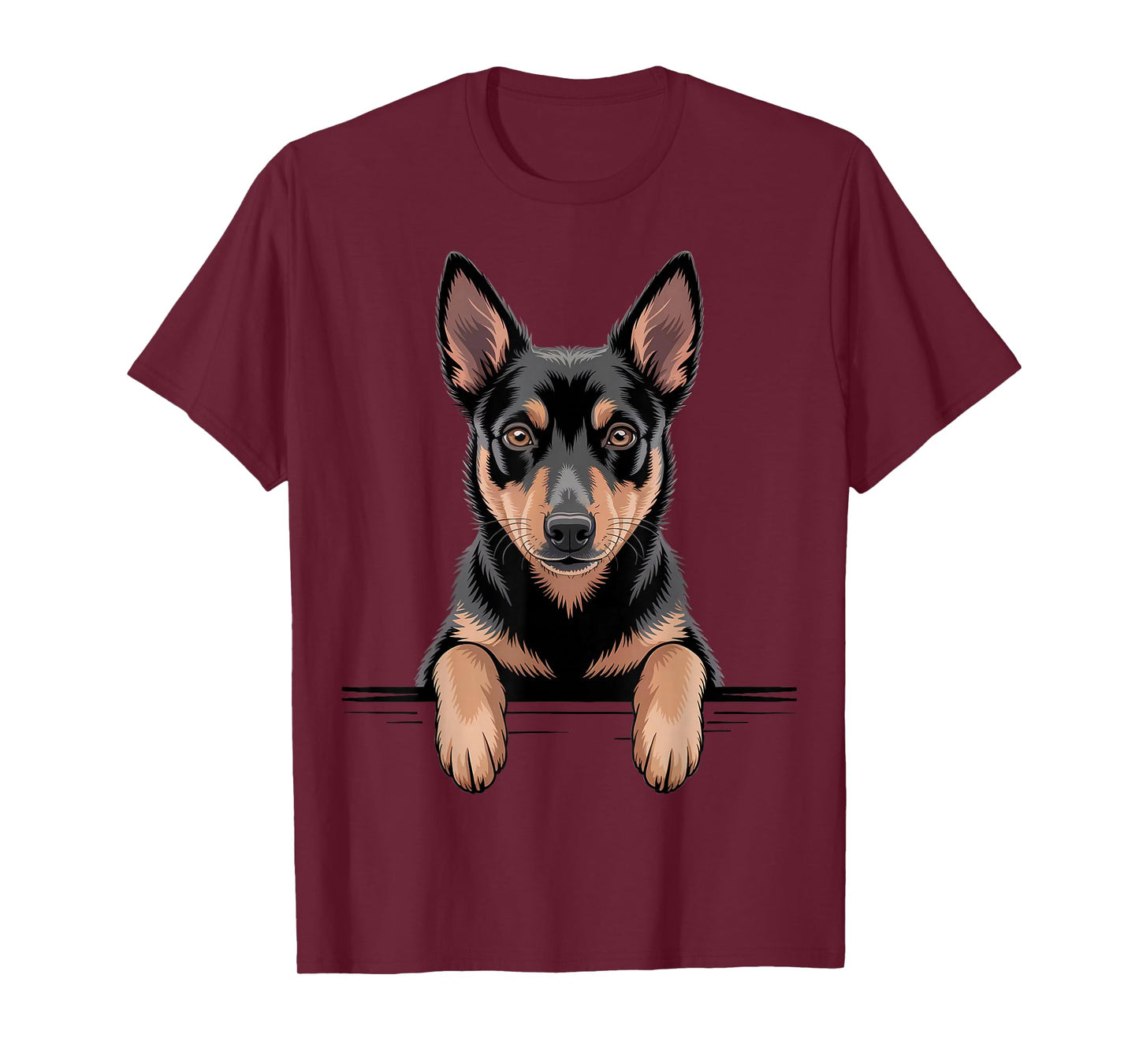 Australian Kelpie Funny Peeking Pocket Puppy Dog Lover T-Shirt
