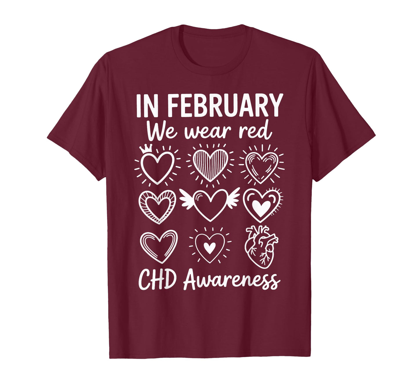 in February We Wear Red CHD Heart Ribbon Women Men Kids T-Shirt