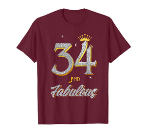 34th Birthday and Fabulous for Girl Women 34 Years Old T-Shirt