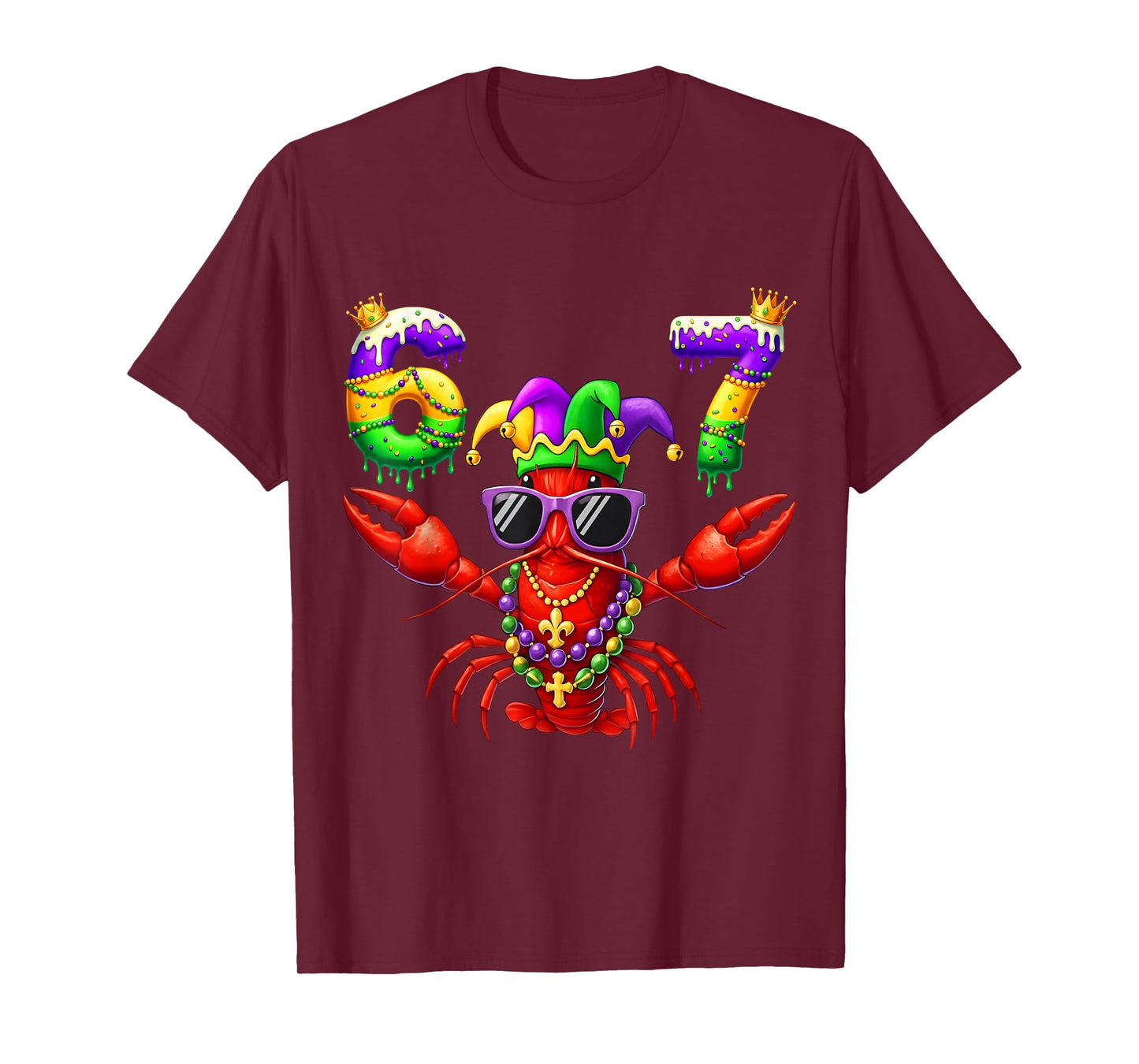 67 Mardi Gras Crawfish Beads Six Seven Carnival Boy Kids 6 7 T-Shirt