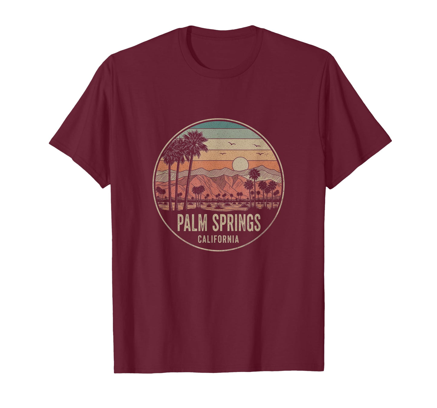 Retro Palm Springs California Drawing Art Design T-Shirt