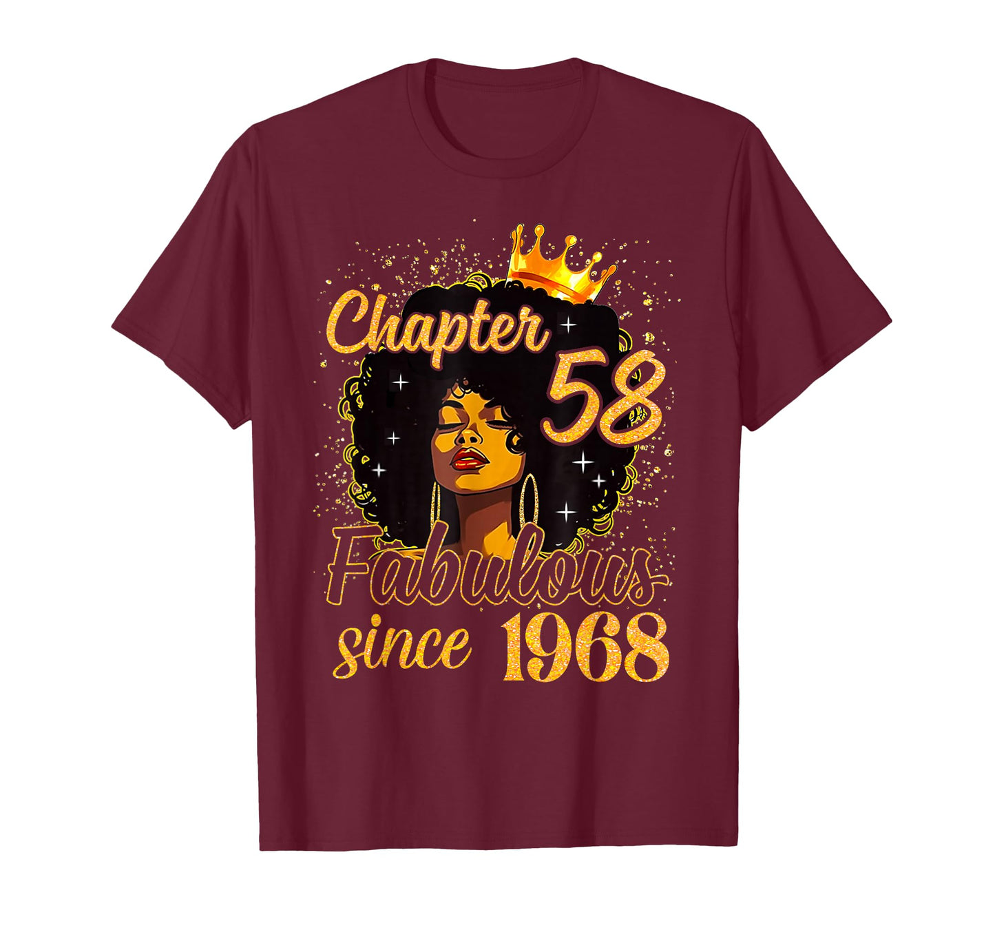 Chapter 58 Fabulous Since 1968 Birthday Queen Afro Girl T-Shirt