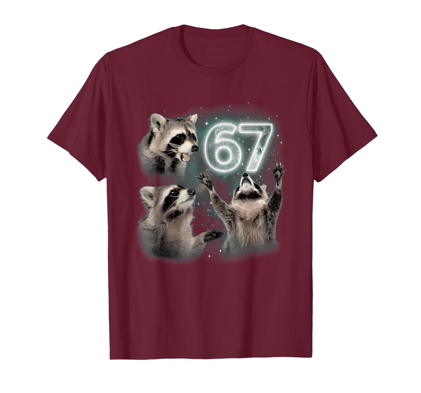67 Meme Racoon Howling at The Moon Six Seven Trash Pandas T-Shirt