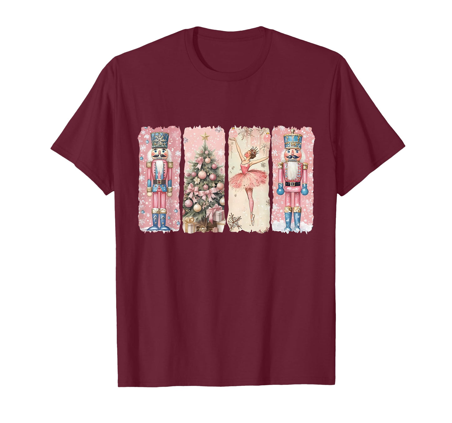 Preppy Retro Pink Nutcrackers Ballet Sugar Plum Fairy Xmas T-Shirt